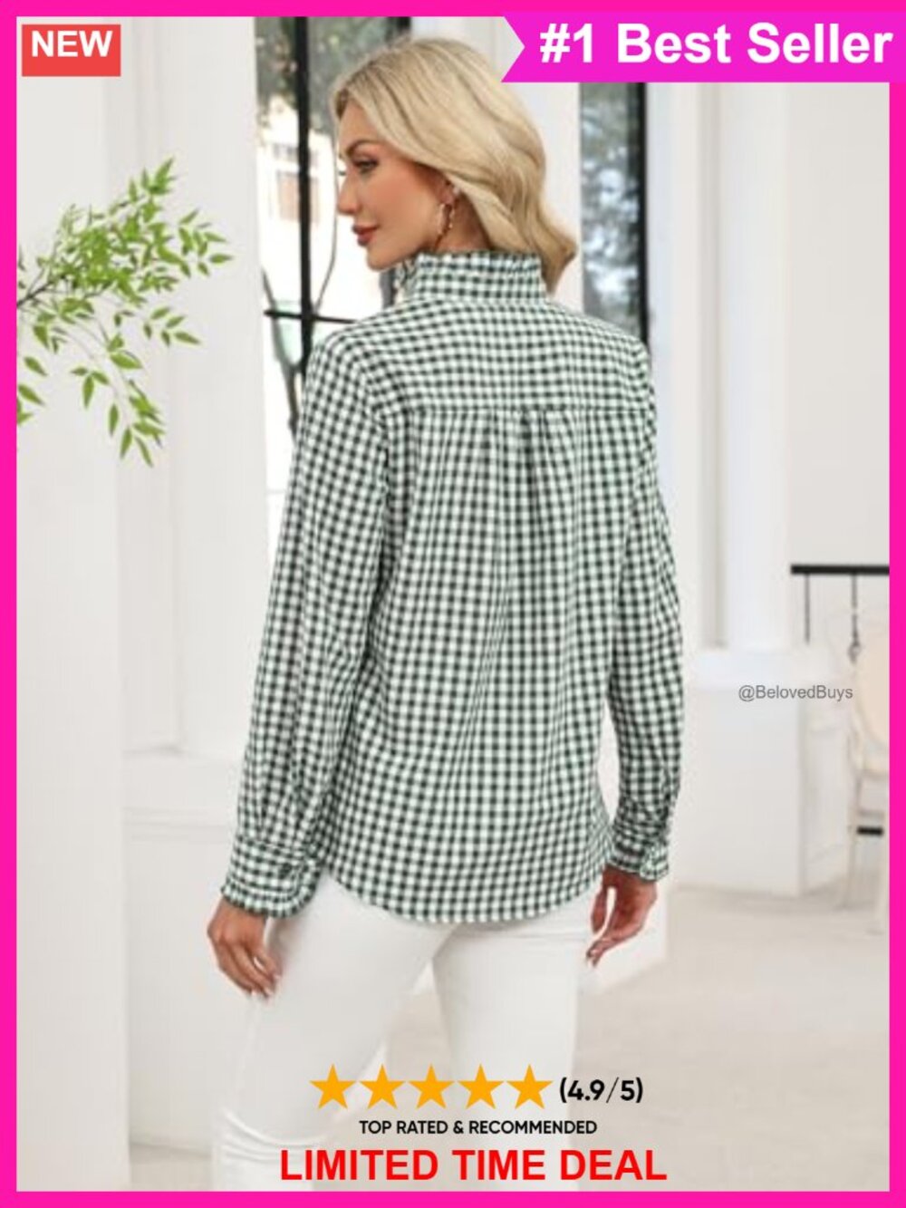 Long Sleeve Ruffle Button Down Blouse - Picture 2 of 6